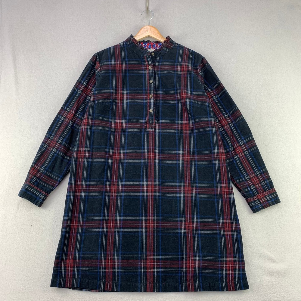 St John's Bay Corduroy Tunic Dress Womens M Black Red Tartan Plaid Long Sleeve
